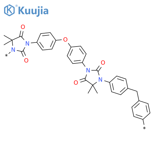 Poly[(5,5-dimethyl-2,4-dioxo-1,3-imidazolidinediyl)-1,4-phenyleneoxy-1,4-phenylene(4,4-dimethyl-2,5-dioxo-1,3-imidazolidinediyl)-1,4-phenylenemethylene-1,4-phenylene] structure