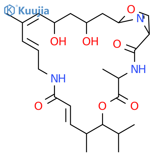 (4R,7R,8R,9Z,14E,16E,18S,20R)-18,20-dihydroxy-4,8,16-trimethyl-7-(1-methylethyl)-6,23-dioxa-3,12,25-triazabicyclo[20.2.1]pentacosa-1(24),9,14,16,22(25)-pentaene-2,5,11-trione structure