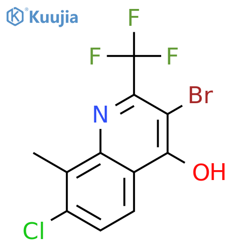 3-Bromo-7-chloro-8-methyl-2-(trifluoromethyl)quinolin-4-ol structure
