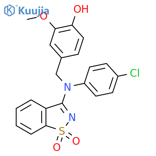 4-{(4-Chlorophenyl)(1,1-dioxido-1,2-benzisothiazol-3-yl)aminomethyl}-2-methoxyphenol structure