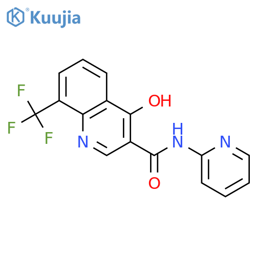 4-hydroxy-N-(pyridin-2-yl)-8-(trifluoromethyl)quinoline-3-carboxamide structure