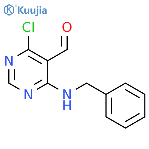 4-(benzylamino)-6-chloro-5-pyrimidinecarbaldehyde structure