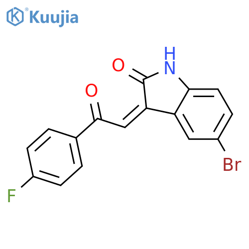 5-BROMO-3-(2-(4-FLUOROPHENYL)-2-OXOETHYLIDINE)-1,3-DIHYDROINDOL-2-ONE structure