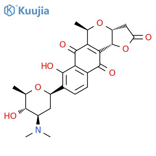 2H-Furo[3,2-b]naphtho[2,3-d]pyran-2,6,11-trione,3,3a,5,11b-tetrahydro-7-hydroxy-5-methyl-8-[2,3,6-trideoxy-3-(dimethylamino)-b-D-arabino-hexopyranosyl]-,(3aR,5R,11bR)- structure