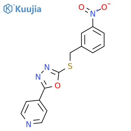 4-(5-{(3-nitrophenyl)methylsulfanyl}-1,3,4-oxadiazol-2-yl)pyridine structure