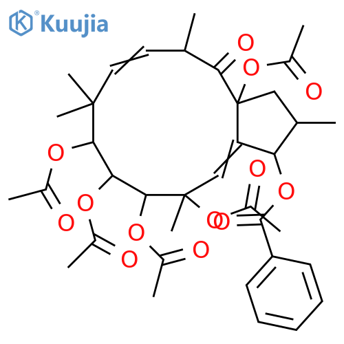 4,11-Jatrophadiene-3,6,7,8,9,14,15-heptol; (2β,3β,4E,6β,7β,8β,9α,11Z,13α,15β)-form, 3-Benzoyl, 6,7,8,9,15-penta-Ac structure