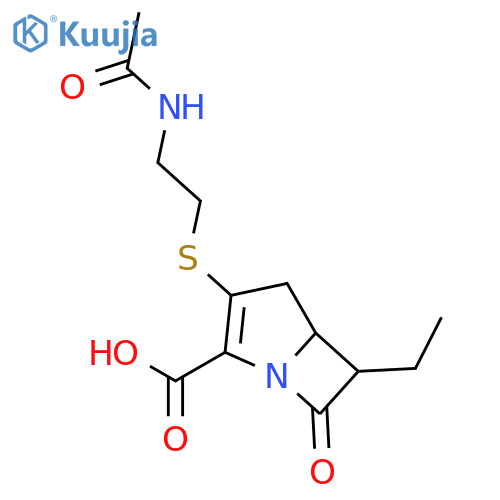 3-(2-acetylamino-ethylsulfanyl)-6-ethyl-7-oxo-1-aza-bicyclo[3.2.0]hept-2-ene-2-carboxylic acid structure
