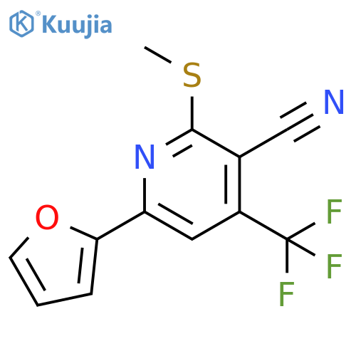 6-(furan-2-yl)-2-(methylsulfanyl)-4-(trifluoromethyl)pyridine-3-carbonitrile structure