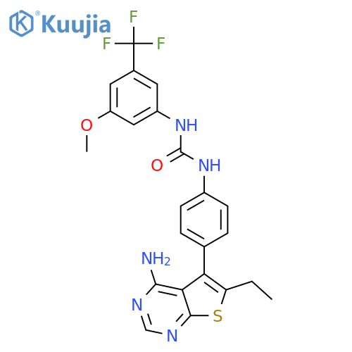 Urea,N-[4-(4-amino-6-ethylthieno[2,3-d]pyrimidin-5-yl)phenyl]-N'-[3-methoxy-5-(trifluoromethyl)phenyl]- structure