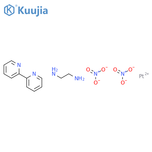 ethane-1,2-diamine; platinum(+2) cation; 2-(2-pyridyl)pyridine; dinitrate structure