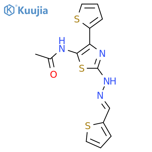 N-4-(thiophen-2-yl)-2-(E)-2-(thiophen-2-yl)methylidenehydrazin-1-yl-1,3-thiazol-5-ylacetamide structure