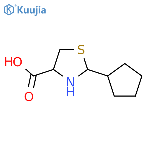 2-Cyclopentyl-1,3-thiazolidine-4-carboxylic acid structure