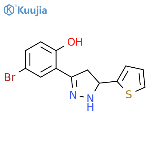 4-bromo-2-[5-(thiophen-2-yl)-4,5-dihydro-1H-pyrazol-3-yl]phenol structure