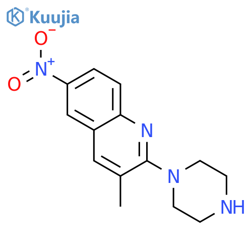 Quinoline, 3-methyl-6-nitro-2-(1-piperazinyl)- structure