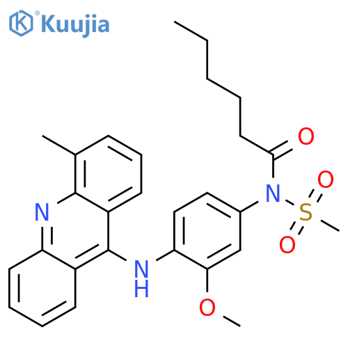 Hexanamide,N-[3-methoxy-4-[(4-methyl-9-acridinyl)amino]phenyl]-N-(methylsulfonyl)- structure