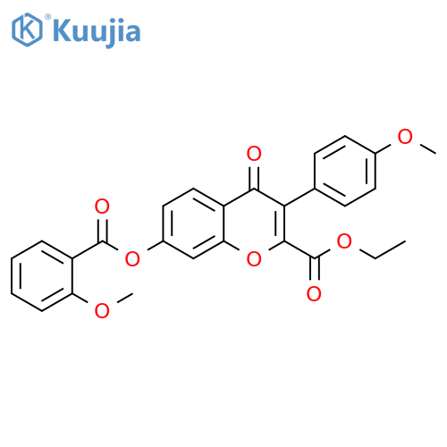ethyl 7-(2-methoxybenzoyloxy)-3-(4-methoxyphenyl)-4-oxo-4H-chromene-2-carboxylate structure