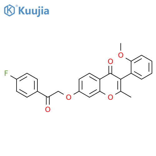 7-[2-(4-fluorophenyl)-2-oxoethoxy]-3-(2-methoxyphenyl)-2-methylchromen-4-one structure
