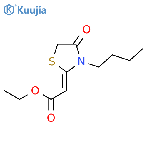 Acetic acid, (3-butyl-4-oxo-2-thiazolidinylidene)-, ethyl ester structure