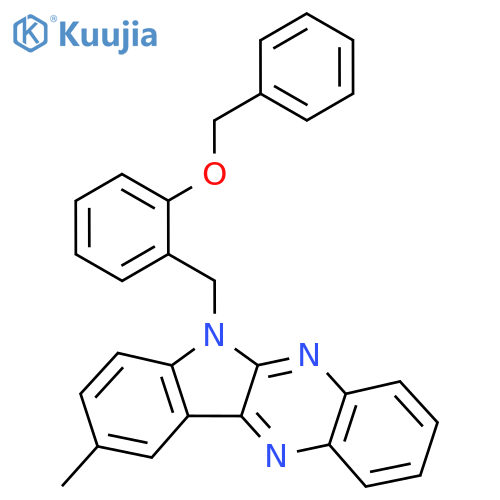6-{[2-(benzyloxy)phenyl]methyl}-9-methyl-6H-indolo[2,3-b]quinoxaline structure