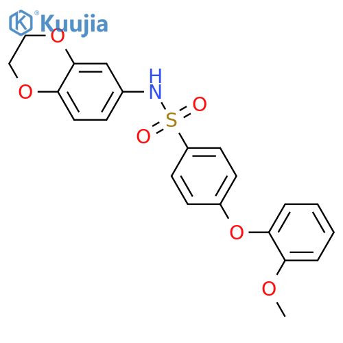 N-(2,3-dihydro-1,4-benzodioxin-6-yl)-4-(2-methoxyphenoxy)benzene-1-sulfonamide structure
