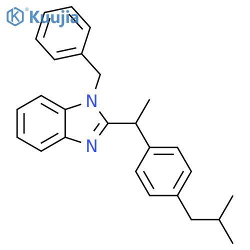 1-benzyl-2-{1-4-(2-methylpropyl)phenylethyl}-1H-1,3-benzodiazole structure