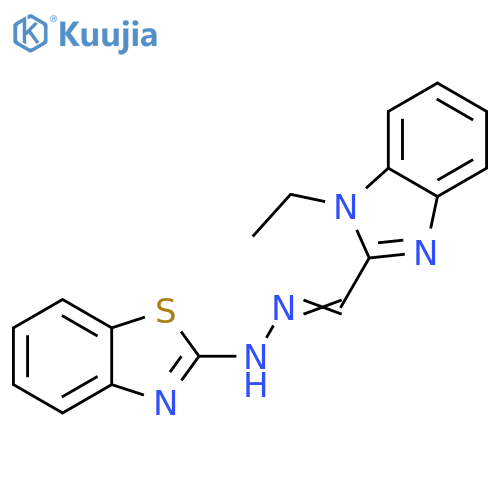 2-[(E)-2-[(1-ethyl-1H-1,3-benzodiazol-2-yl)methylidene]hydrazin-1-yl]-1,3-benzothiazole structure