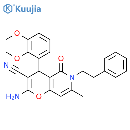 2-amino-4-(2,3-dimethoxyphenyl)-7-methyl-5-oxo-6-(2-phenylethyl)-4H,5H,6H-pyrano3,2-cpyridine-3-carbonitrile structure