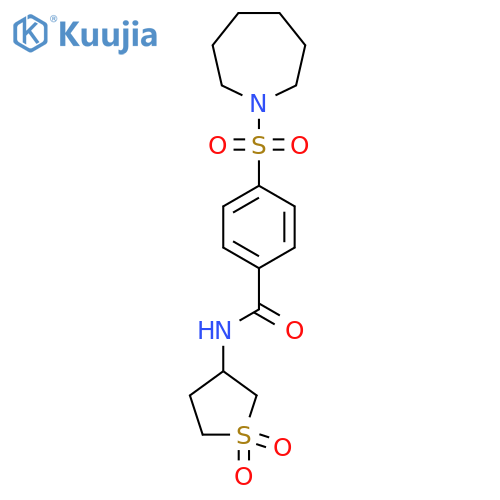 4-(azepane-1-sulfonyl)-N-(1,1-dioxo-1lambda6-thiolan-3-yl)benzamide structure