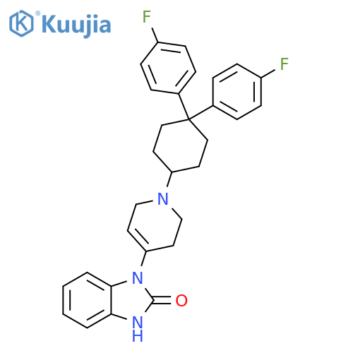 2H-Benzimidazol-2-one,1-[1-[4,4-bis(4-fluorophenyl)cyclohexyl]-1,2,3,6-tetrahydro-4-pyridinyl]-1,3-dihydro- structure