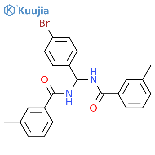 N,N'-[(4-bromophenyl)methanediyl]bis(3-methylbenzamide) structure