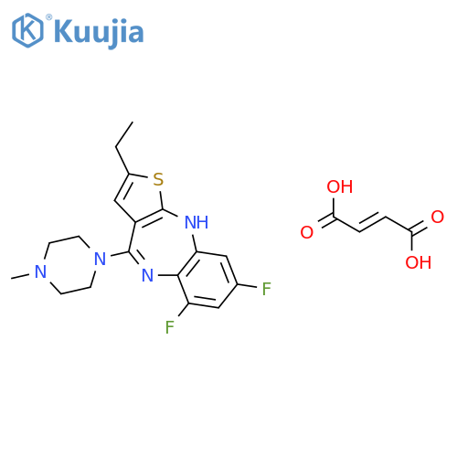 2-ethyl-6,8-difluoro-4-(4-methylpiperazin-1-yl)-10H-thieno[2,3-b][1,5]benzodiazepine (2E)-but-2-enedioate structure