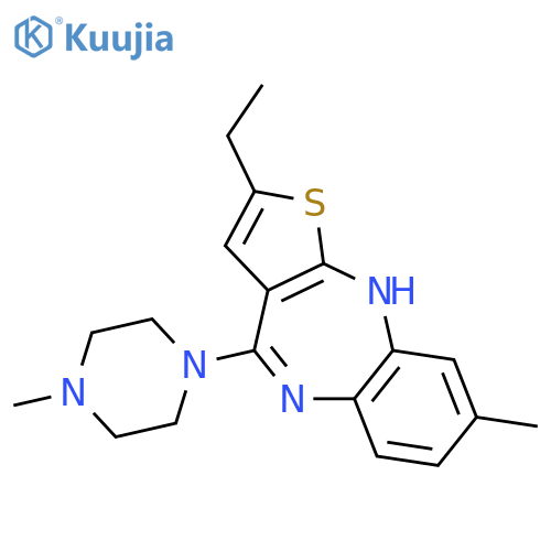 2-ethyl-8-methyl-4-(4-methylpiperazin-1-yl)-10H-thieno[2,3-b][1,5]benzodiazepine structure