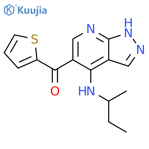 Methanone,[4-[(1-methylpropyl)amino]-1H-pyrazolo[3,4-b]pyridin-5-yl]-2-thienyl- structure