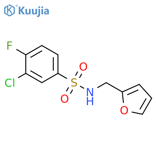3-chloro-4-fluoro-N-[(furan-2-yl)methyl]benzene-1-sulfonamide structure