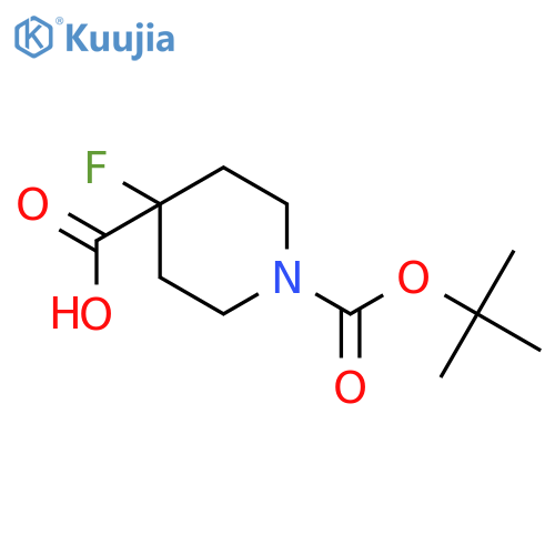 1-tert-butoxycarbonyl-4-fluoro-piperidine-4-carboxylic acid structure