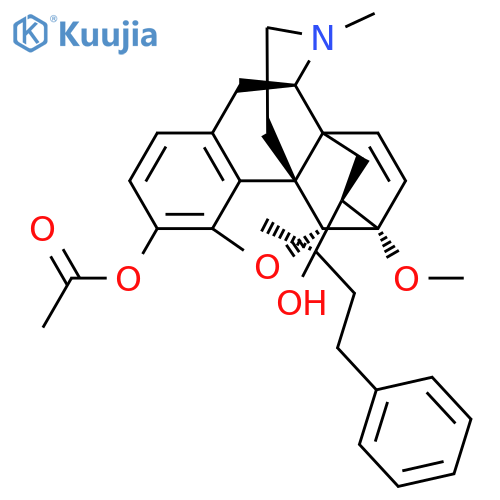 (5alpha,18R)-18-[(1R)-1-hydroxy-1-methyl-3-phenylpropyl]-6-methoxy-17-methyl-7,8-didehydro-18,19-dihydro-4,5-epoxy-6,14-ethenomorphinan-3-yl acetate structure