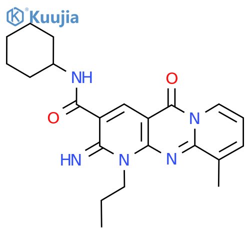 N-cyclohexyl-2-imino-10-methyl-5-oxo-1-propyl-1,5-dihydro-2H-dipyrido[1,2-a:2',3'-d]pyrimidine-3-carboxamide structure