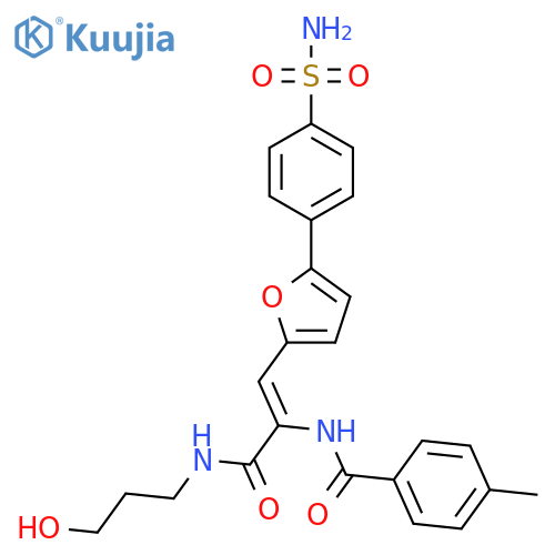 (2Z)-N-(3-hydroxypropyl)-2-(4-methylphenyl)formamido-3-5-(4-sulfamoylphenyl)furan-2-ylprop-2-enamide structure