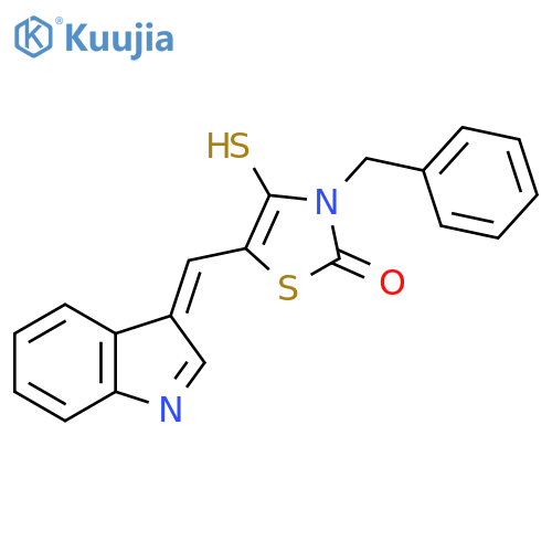 (5Z)-3-benzyl-5-(1H-indol-3-yl)methylidene-4-sulfanylidene-1,3-thiazolidin-2-one structure