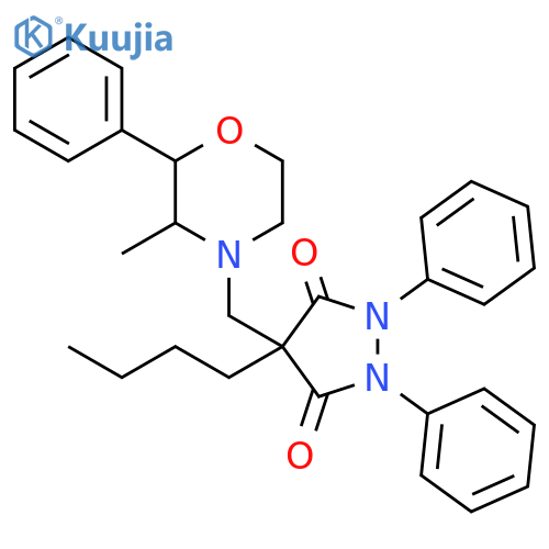 3,5-Pyrazolidinedione, 4-butyl-4-[(3-methyl-2-phenyl-4-morpholinyl)methyl]-1,2-diphenyl- structure
