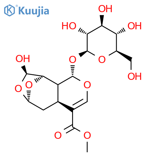 6,9-Epoxy-1H-pyrano[3,4-d]oxepin-4-carboxylicacid, 1-(b-D-glucopyranosyloxy)-4a,5,6,8,9,9a-hexahydro-8-hydroxy-,methyl ester, (1S,4aS,6S,8R,9S,9aS)- (9CI) structure