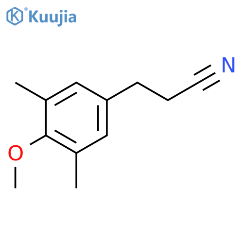 Benzenepropanenitrile, 4-methoxy-3,5-dimethyl- structure