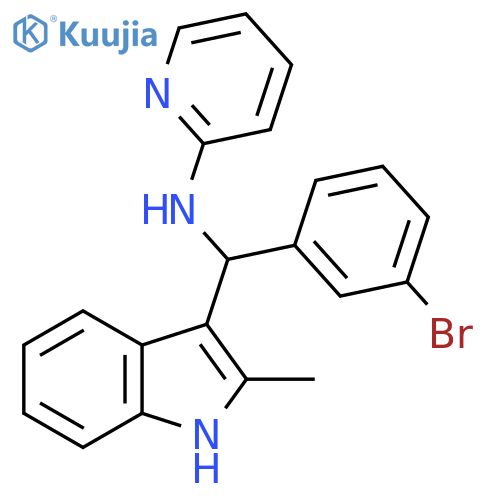 N-[(3-bromophenyl)(2-methyl-1H-indol-3-yl)methyl]pyridin-2-amine structure