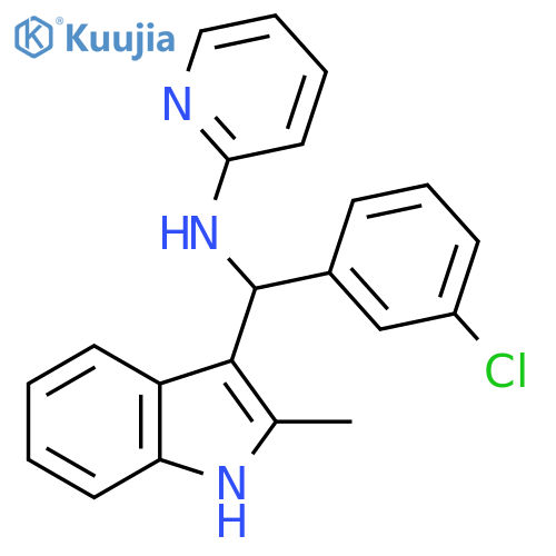 N-[(3-Chlorophenyl)(2-methyl-1H-indol-3-yl)methyl]pyridin-2-amine structure
