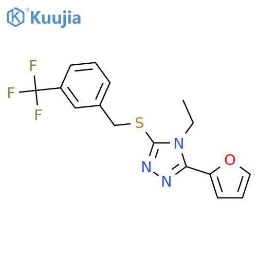 <br>4-Ethyl-3-(furan-2-yl)-5-((3-(trifluoromethyl)benzyl)thio)-4H-1,2,4-triazol e structure