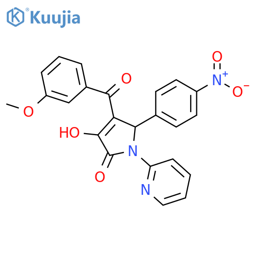 3-hydroxy-4-(3-methoxybenzoyl)-5-(4-nitrophenyl)-1-(pyridin-2-yl)-2,5-dihydro-1H-pyrrol-2-one structure