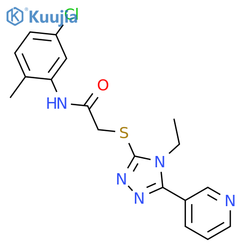 <br>N-(5-Chloro-2-methylphenyl)-2-((4-ethyl-5-(pyridin-3-yl)-4H-1,2,4-triazol-3 -yl)thio)acetamide structure
