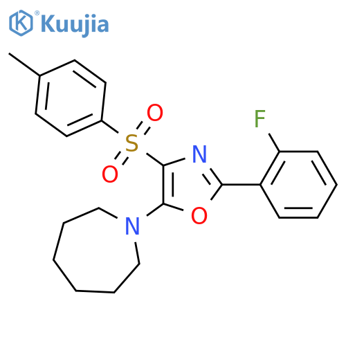 1-2-(2-fluorophenyl)-4-(4-methylbenzenesulfonyl)-1,3-oxazol-5-ylazepane structure