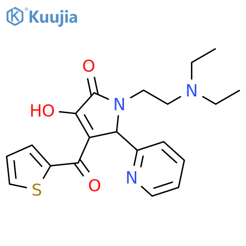 1-2-(diethylamino)ethyl-3-hydroxy-5-(pyridin-2-yl)-4-(thiophene-2-carbonyl)-2,5-dihydro-1H-pyrrol-2-one structure