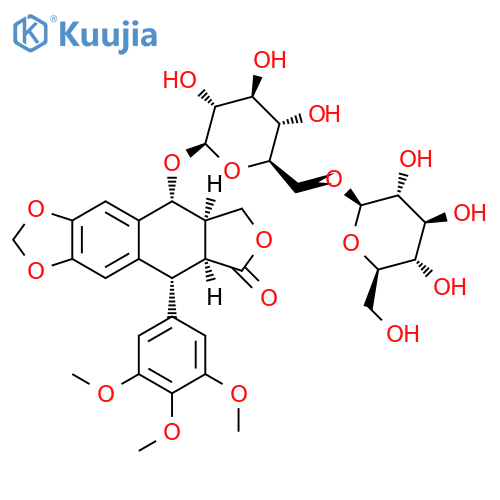 Picropodophyllotoxin-4-O-β-D-glucopyranosyl-(1→6)-β-D-glucopyranoside structure